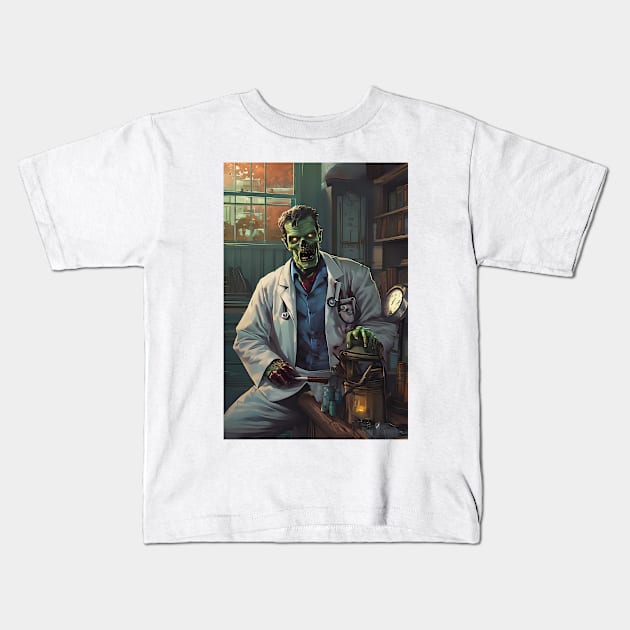 Zombie doctor in apocalypse Kids T-Shirt by Spaceboyishere